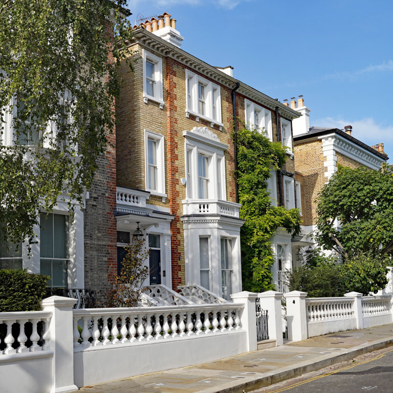 Residential townhouses and apartments in Chelsea, London